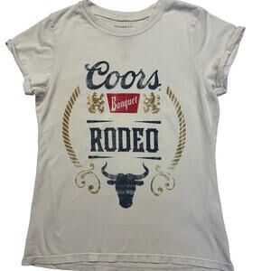 Odd People RKB Coors Beer Banquet Crew Neck T-Shirt Rodeo Cowgirl Women S  White